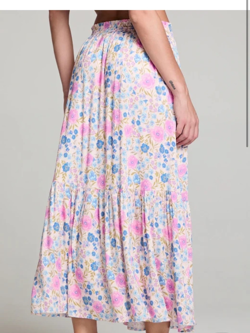 Saltwater Luxe Dagny Floral Tiered Midi Skirt - Pink & Blue - super soft!